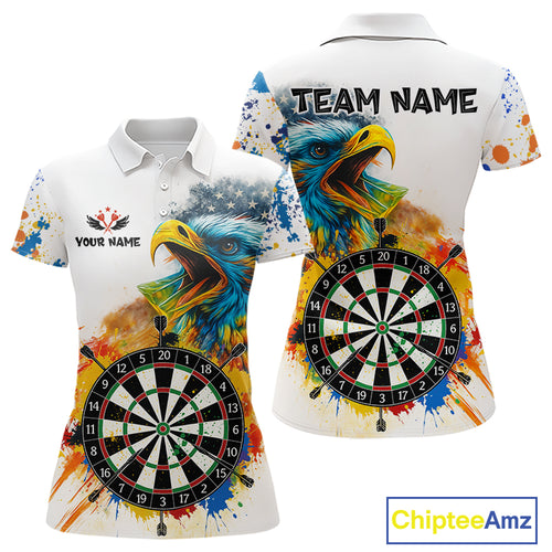 Funny Dartboard Colorful Paint Eagle Darts Shirt For Women Custom Darts Team Jersey Polo & 1/4 Zip TDM4293