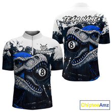 Load image into Gallery viewer, Personalized Dinosaur 8 Ball Billiard Shirt For Men Custom Billiard Team Shirts, Pool Jersey |Blue TDM4767