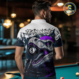Personalized Dinosaur 8 Ball Billiard Shirt For Men Custom Billiard Team Shirt, Pool Jersey|Purple TDM4768