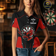 Load image into Gallery viewer, Custom Women's Darts Polo Shirts Red &amp; Black Eagle Dartboard For Darts Jersey NYN0769