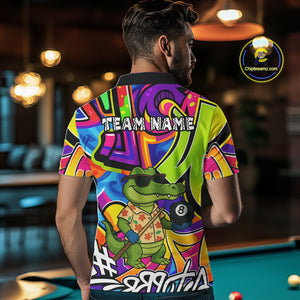 Funny Alligator Colorful Graffiti Style Custom 8 Ball Billiard Shirt For Men Best Pool Team Jersey TDM4780