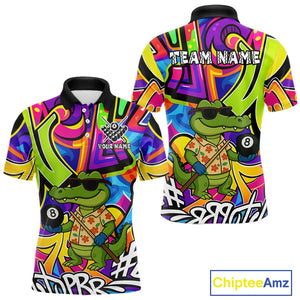 Funny Alligator Colorful Graffiti Style Custom 8 Ball Billiard Shirt For Men Best Pool Team Jersey TDM4780