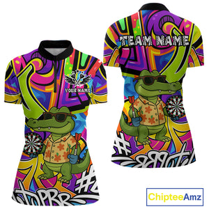 Funny Alligator Colorful Graffiti Style Custom Darts Shirt For Women Best Darts Jersey Team Outfit TDM4781