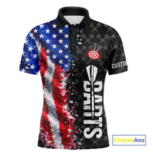 Load image into Gallery viewer, Grunge American Flag Darts Shirt For Men Custom Darts Jersey Pocket Option TDM5890