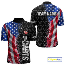 Load image into Gallery viewer, Grunge American Flag Darts Shirt For Men Custom Darts Jersey Pocket Option TDM5890