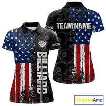Load image into Gallery viewer, Grunge American Flag 8 Ball Pool Billiard Shirt For Women Custom Patriotic Billiard Team Jersey TDM5428