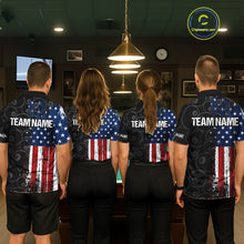 Load image into Gallery viewer, Grunge American Flag 8 Ball Pool Billiard Shirt For Women Custom Patriotic Billiard Team Jersey TDM5428