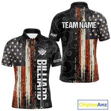 Load image into Gallery viewer, Vintage American Flag 8 Ball Pool Billiard Shirt For Men Custom Patriotic Billiard Team Jersey TDM5429