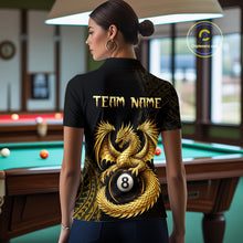 Load image into Gallery viewer, Black And Golden Custom Dragon Billiard Shirt For Women, 8 Ball Pool Team Jersey Polo &amp; 1/4 Zip TDM6058