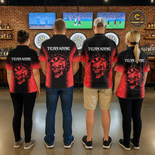 Load image into Gallery viewer, Black And Red Custom Skull Darts Shirt For Men, Darts Jersey Pocket Option TDM5438