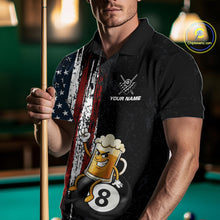 Load image into Gallery viewer, Funny Beer American Flag 8 Ball Billiard Shirt For Men Custom Pool Team Jersey Polo &amp; 1/4 Zip TDM5947