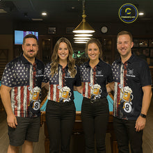 Load image into Gallery viewer, Vintage US Flag Funny Beer 8 Ball Billiard Shirt For Men Custom Pool Team Jersey Polo &amp; 1/4 Zip TDM5948