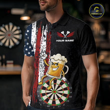 Load image into Gallery viewer, Funny Beer American Flag Darts Shirt For Men Custom Patriotic Darts Jersey Team Polo &amp; 1/4 Zip TDM5949