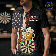 Load image into Gallery viewer, Vintage American Flag Funny Beer Darts Shirt For Men Custom Darts Jersey Team Polo &amp; 1/4 Zip TDM5950