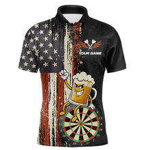 Load image into Gallery viewer, Vintage American Flag Funny Beer Darts Shirt For Men Custom Darts Jersey Team Polo &amp; 1/4 Zip TDM5950