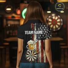 Load image into Gallery viewer, Vintage American Flag Funny Beer Darts Shirt For Women Custom Darts Jersey Team Polo &amp; 1/4 Zip TDM5950