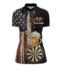 Load image into Gallery viewer, Vintage American Flag Funny Beer Darts Shirt For Women Custom Darts Jersey Team Polo &amp; 1/4 Zip TDM5950
