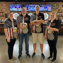 Load image into Gallery viewer, Vintage American Flag Funny Beer Darts Shirt For Women Custom Darts Jersey Team Polo &amp; 1/4 Zip TDM5950