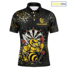 Load image into Gallery viewer, Yellow Grunge Funny Bee Darts Shirt For Men Custom Darts Jersey Team Polo &amp; 1/4 Zip, Darts Gifts TDM6374