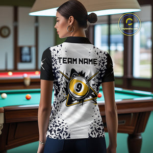 Funny Crack 9 Ball Billiard Polo & 1/4 Zip For Women Custom 9 Ball Pool Team Shirt, Billiard Jersey TDM4897