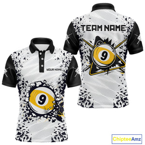 Funny Crack 9 Ball Billiard Polo & 1/4 Zip For Men Custom 9 Ball Pool Team Shirt, Billiard Jersey TDM4897