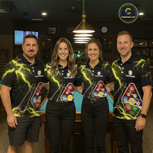 Load image into Gallery viewer, Yellow 9 Ball Thunder Lightning Billiard Shirts For Women Custom Pool Team Jersey Polo &amp; 1/4 Zip TDM5980