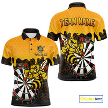 Load image into Gallery viewer, Personalized Yellow Black Funny Bee Darts Shirt For Men, Darts Team Jersey Polo &amp; Quarter Zip TDM6004