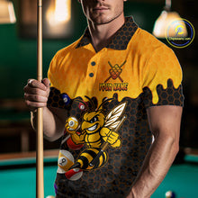 Load image into Gallery viewer, Custom Yellow Black Funny Bee 9 Ball Billiard Shirt For Men, Pool Team Jersey Polo &amp; 1/4 Zip TDM6005