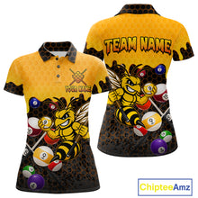 Load image into Gallery viewer, Custom Yellow Black Funny Bee 9 Ball Billiard Shirt For Women, Pool Team Jersey Polo &amp; 1/4 Zip TDM6005
