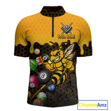Load image into Gallery viewer, Custom Yellow Black Funny Bee 8 Ball Billiard Shirt For Men, Pool Team Jersey Polo &amp; 1/4 Zip TDM6006