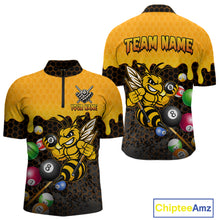 Load image into Gallery viewer, Custom Yellow Black Funny Bee 8 Ball Billiard Shirt For Men, Pool Team Jersey Polo &amp; 1/4 Zip TDM6006