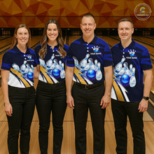 Load image into Gallery viewer, Personalized Blue Strike Ball Bowling Shirt For Women Custom Team Bowling Jersey Polo &amp; 1/4 Zip TDM6243