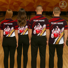 Load image into Gallery viewer, Personalized Red Strike Ball Bowling Shirt For Women Custom Team Bowling Jersey Polo &amp; 1/4 Zip TDM6244