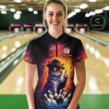 Load image into Gallery viewer, Personalized Vintage Funny Cat Bowling Shirt For Women Custom Bowling Jersey Team Polo &amp; 1/4 Zip TDM5861