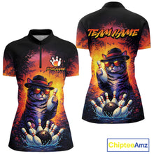 Load image into Gallery viewer, Personalized Vintage Funny Cat Bowling Shirt For Women Custom Bowling Jersey Team Polo &amp; 1/4 Zip TDM5861