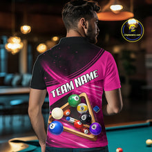 Load image into Gallery viewer, Pink And Black Billiard Jersey For Men Custom Pool Balls Billiard Team Shirt Polo &amp; 1/4 Zip TDM6329