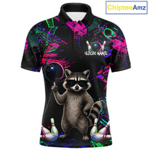 Load image into Gallery viewer, Personalized Funny Raccoon Graffiti Bowling Jersey For Men, Bowling Team Shirts Polo &amp; 1/4 Zip TDM6557