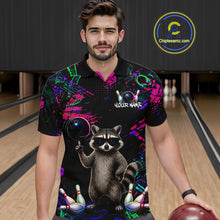 Load image into Gallery viewer, Personalized Funny Raccoon Graffiti Bowling Jersey For Men, Bowling Team Shirts Polo &amp; 1/4 Zip TDM6557