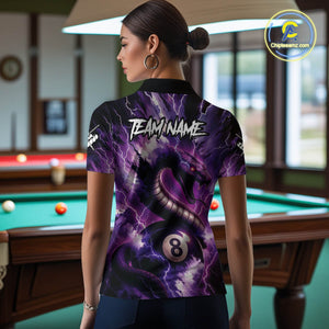 Purple Thunder Lightning Cobra Snake 8 Ball Billiard Shirt For Women Custom Pool Team League Jersey TDM4838
