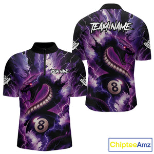 Purple Thunder Lightning Cobra Snake 8 Ball Billiard Shirt For Men Custom Pool Team League Jersey TDM4838