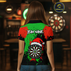 Funny Green And Red Splash Santa Christmas Darts Shirt For Women Custom Xmas Gifts Darts Jersey TDM4847