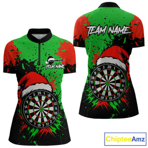 Funny Green And Red Splash Santa Christmas Darts Shirt For Women Custom Xmas Gifts Darts Jersey TDM4847
