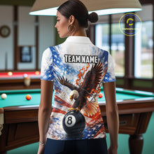 Load image into Gallery viewer, American Flag Eagle 8 Ball Billiard Shirt For Women Custom Patriotic Pool Team Jersey Polo &amp; 1/4 Zip TDM6156