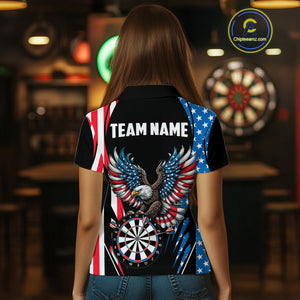 Personalized American Flag Eagle Patriotic Darts Shirt For Women Custom Darts Jersey Polo & 1/4 Zip TDM4859