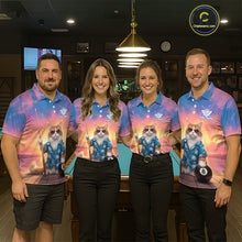 Load image into Gallery viewer, Personalized Funny Cat Sunset Billiard Shirt For Men Custom 8 Ball Pool Team Jersey Polo &amp; 1/4 Zip TDM6414