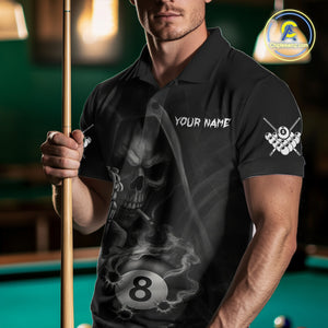 Funny Grim Reaper 8 Ball Smoke Billiard Shirt For Men Custom Pool Jersey, Billiard Team Shirt TDM4898