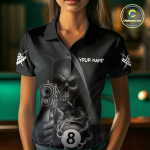 Funny Grim Reaper 8 Ball Smoke Billiard Shirt For Women Custom Pool Jersey, Billiard Team Shirt TDM4898