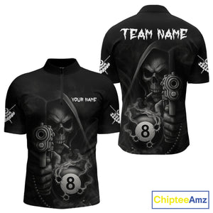 Funny Grim Reaper 8 Ball Smoke Billiard Shirt For Men Custom Pool Jersey, Billiard Team Shirt TDM4898