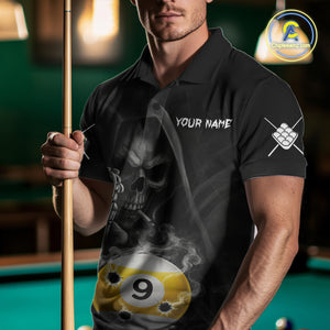 Funny Grim Reaper 9 Ball Smoke Billiard Shirt For Men Custom Pool Jersey, Billiard Team Shirt TDM4899