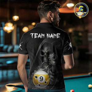 Funny Grim Reaper 9 Ball Smoke Billiard Shirt For Men Custom Pool Jersey, Billiard Team Shirt TDM4899
